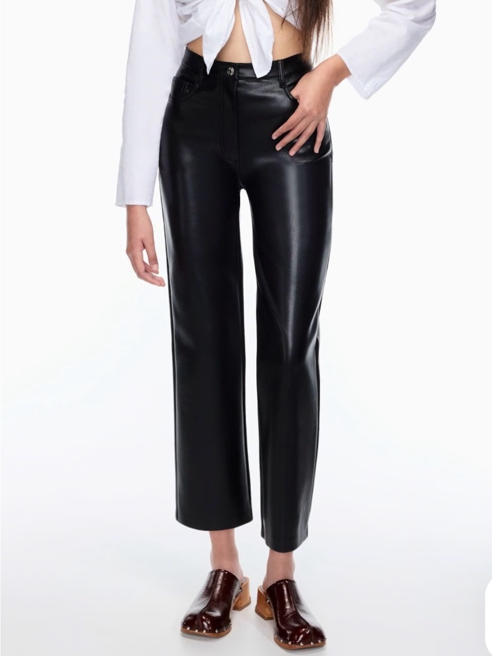 Wilfred Black Faux Leather Cropped Pants